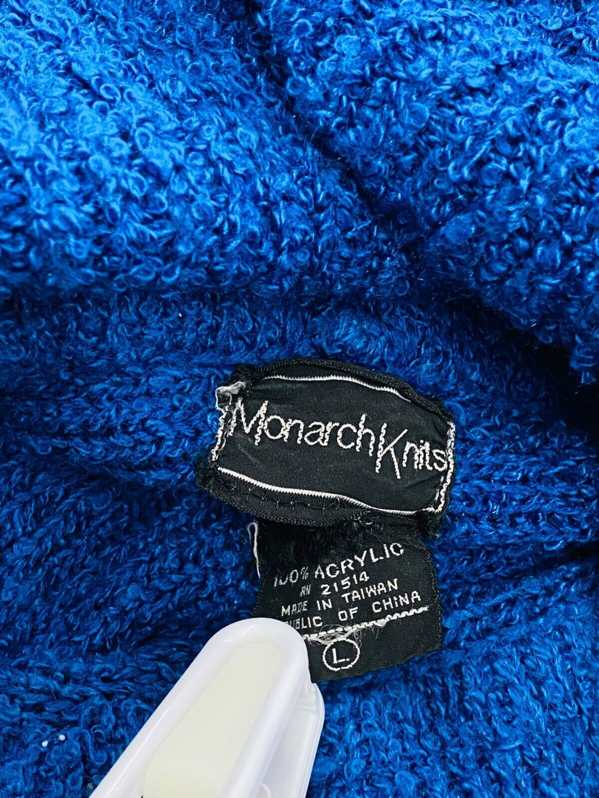 Vintage 1980s blue balloon sleeve sweater, knit cowl neck 1930s style balloon L