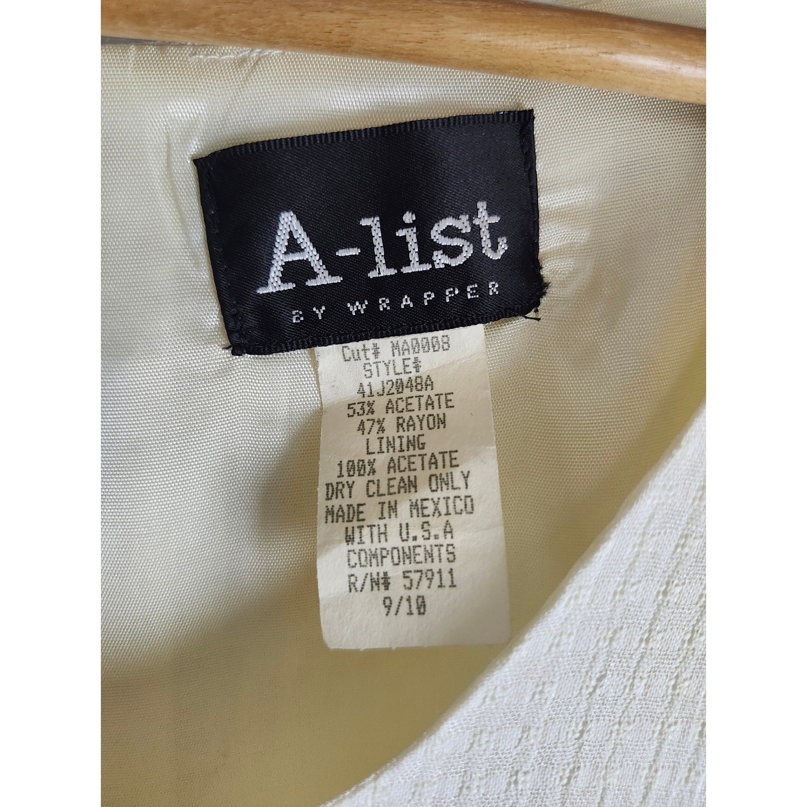 Vtg 90s Y2K A-List by Wrapper Dress Junior 9/10 Fits Small Cream Waffle Knit Mod