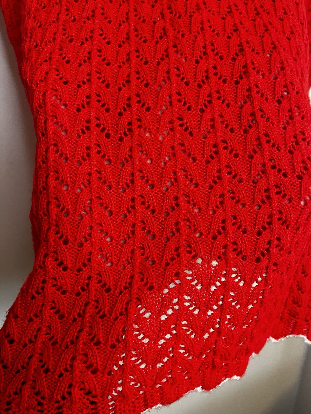 Vintage Billie Jo Red White Short Sleeve Sweater Valentine Size Ladies Medium