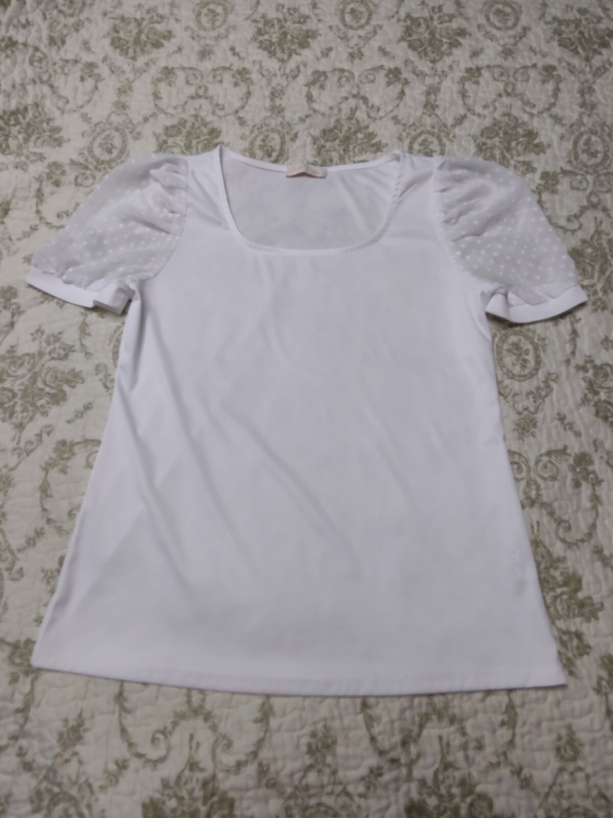 Belle Poque Ladies Short Sleeves 50s Retro Vintage Puff Sleeves Scoop, size L