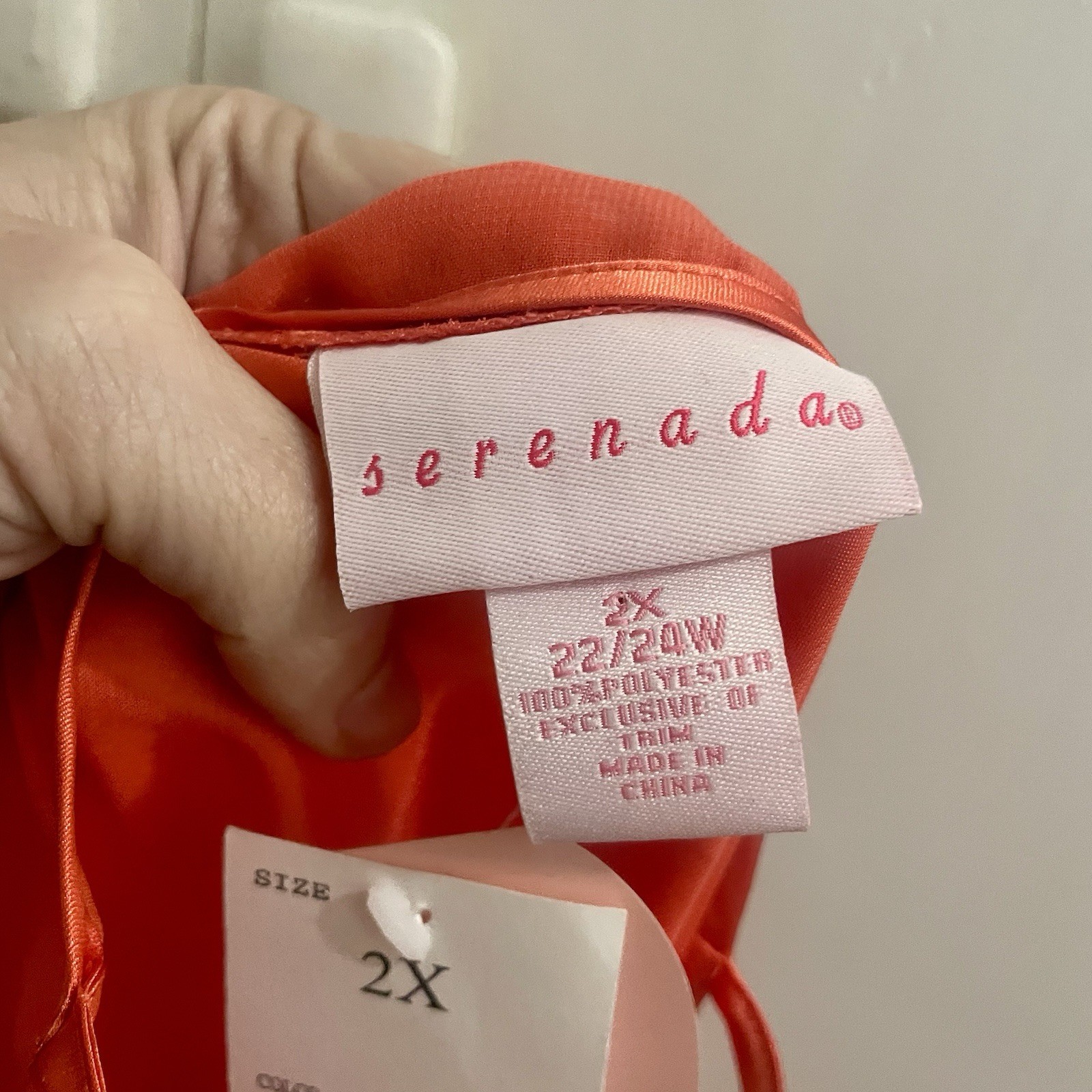 Vintage Serenada Silky Liquid Red Orange Satin Nightgown Sexy Plus Size 2X NWT