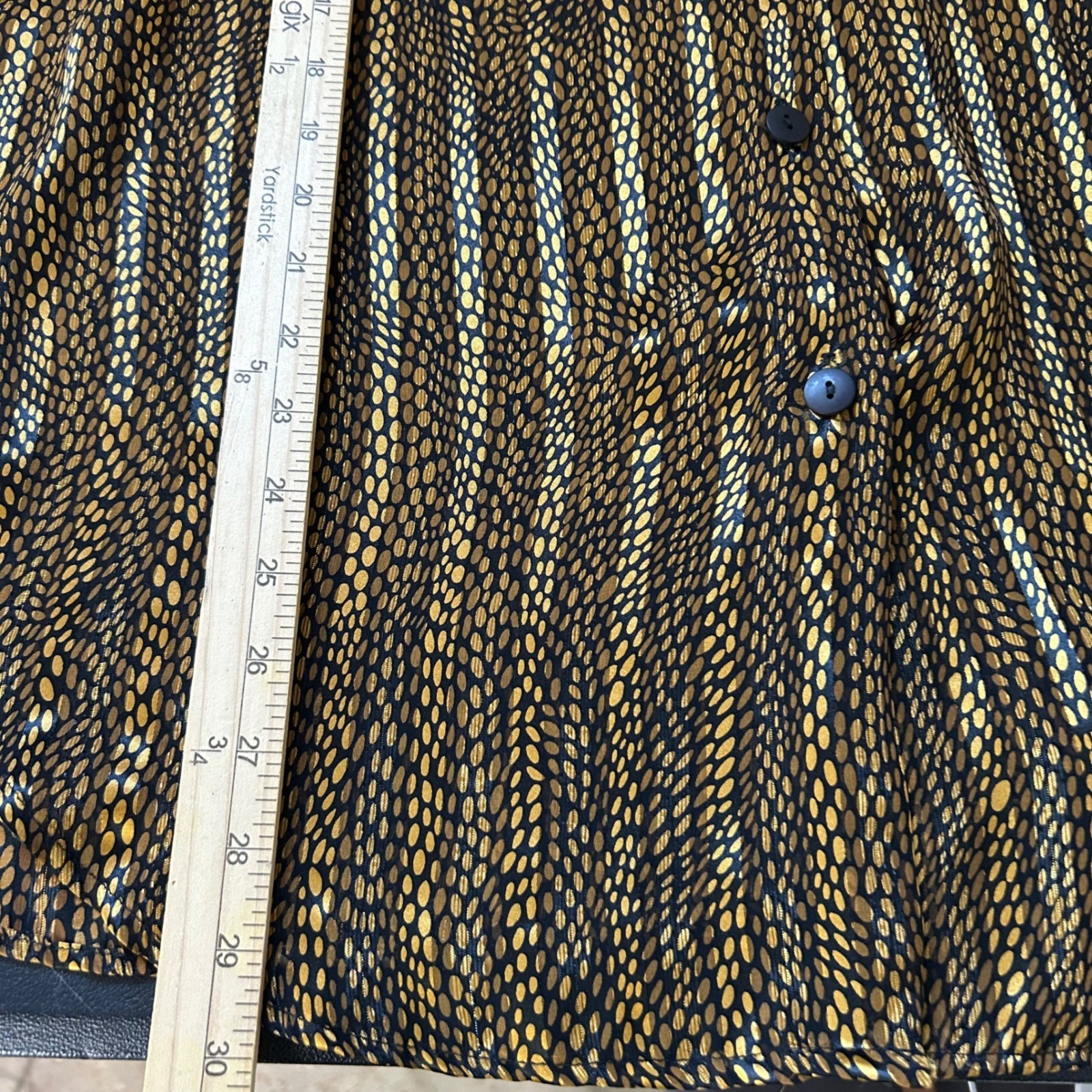 Vintage Impressions of California Gold Black Metallic Stripe Blouse Top Large