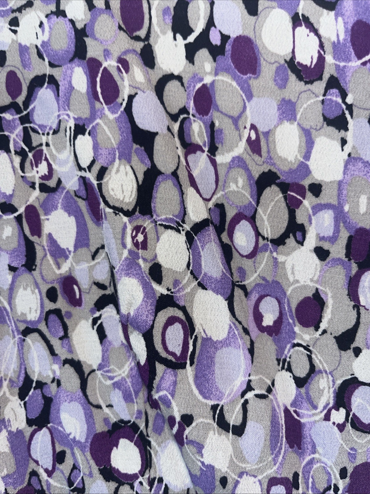 Vintage 90s Dressing Clio M Dress 100% Rayon Floral Purple Geometric Made USA