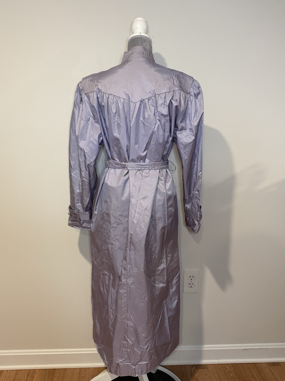 Vintage 80s Trench Coat Lightweight Nylon Women’s Rain Jacket Purple Metallic 10