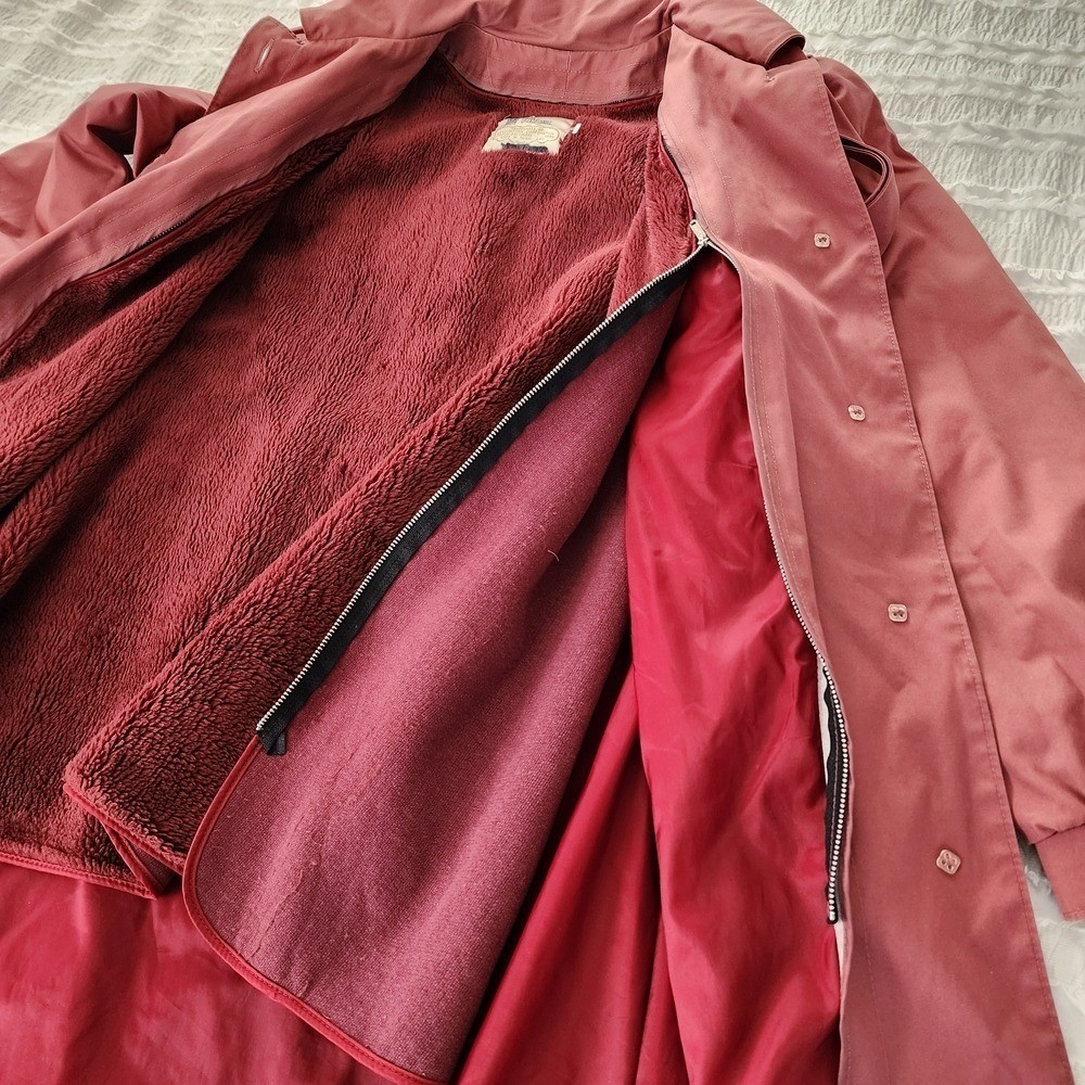 VTG London Fog Trench Coat Women 10 Reg Burgundy Classic Preppy Retro Outwear