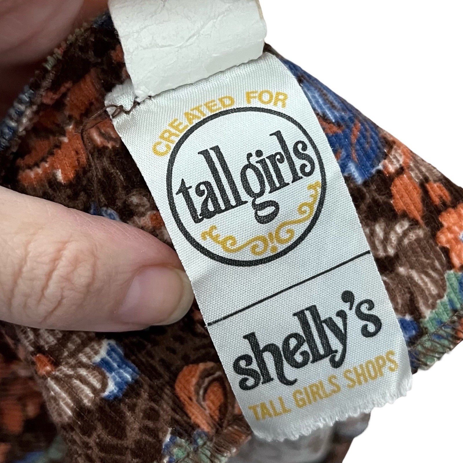 70s VTG Shellys Tall Girls Shop Womens Corduroy Cropped Vest Large Floral Retro