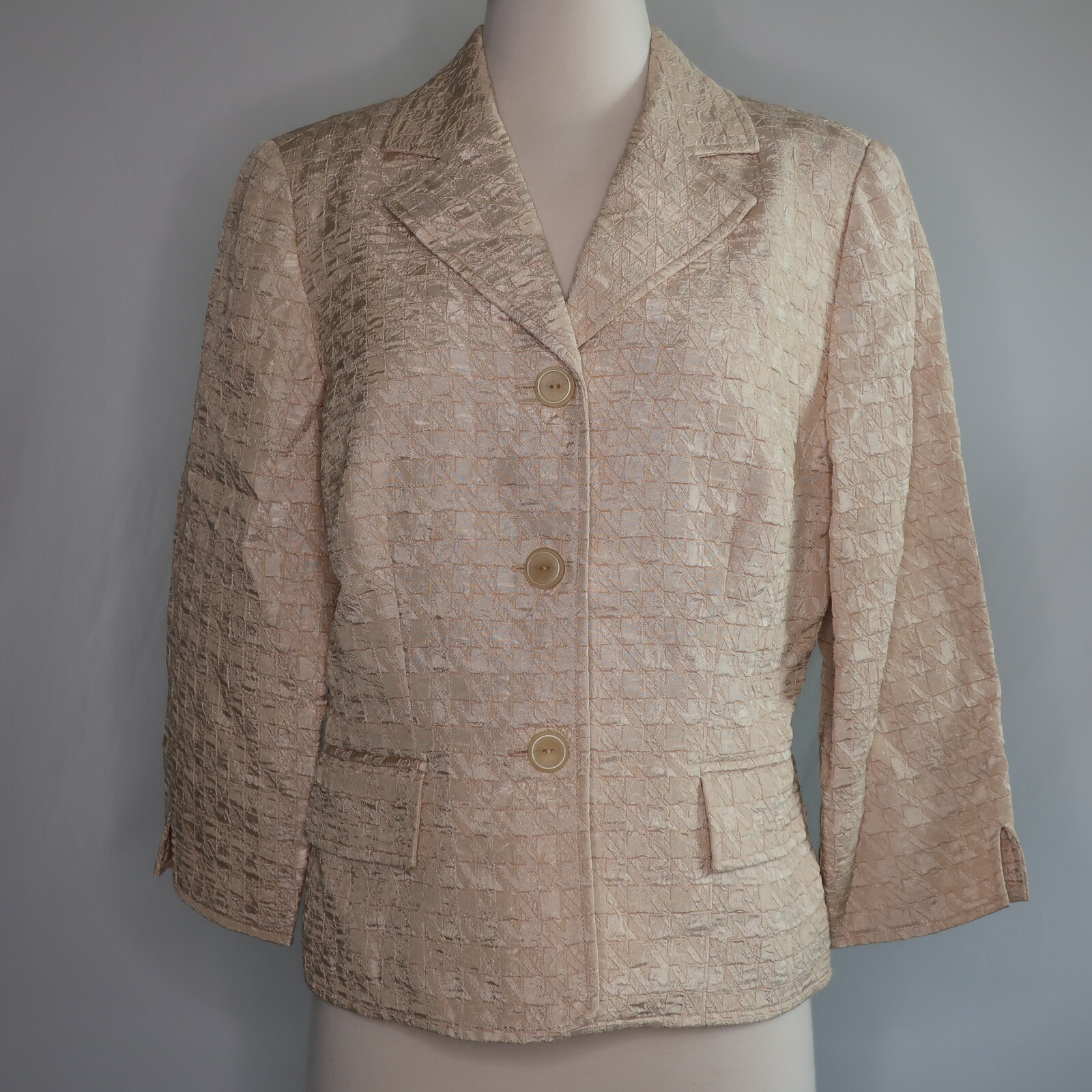 Maggy London Solid Gold Textured Satin Jacket Blazer Woman’s 10