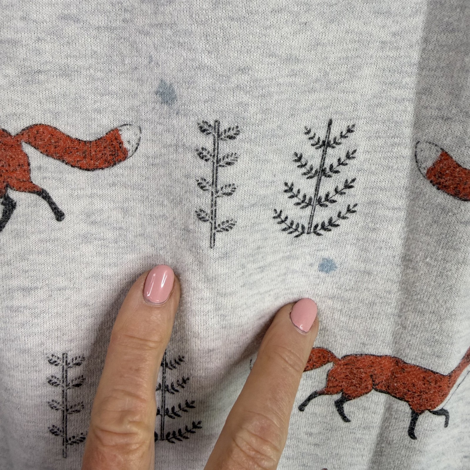 L.A. SOUL Women’s Gray Fox Woodland Print Raglan Sweatshirt Pullover Top Size L
