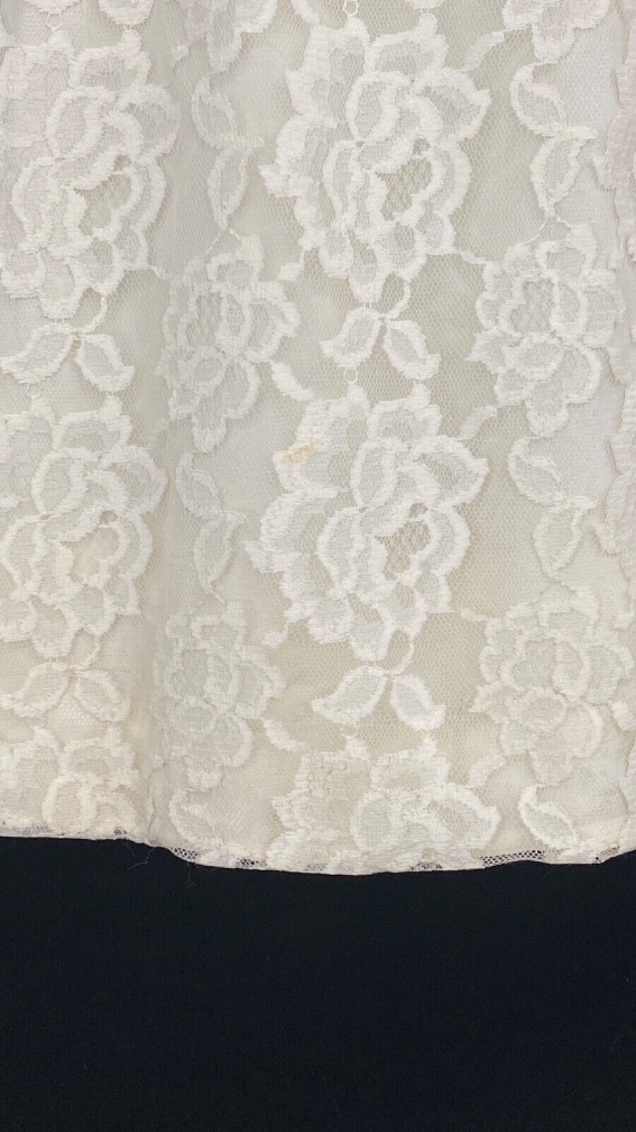 Vintage 1970s white lace mini dress, casual wedding sleeveless tiered summer