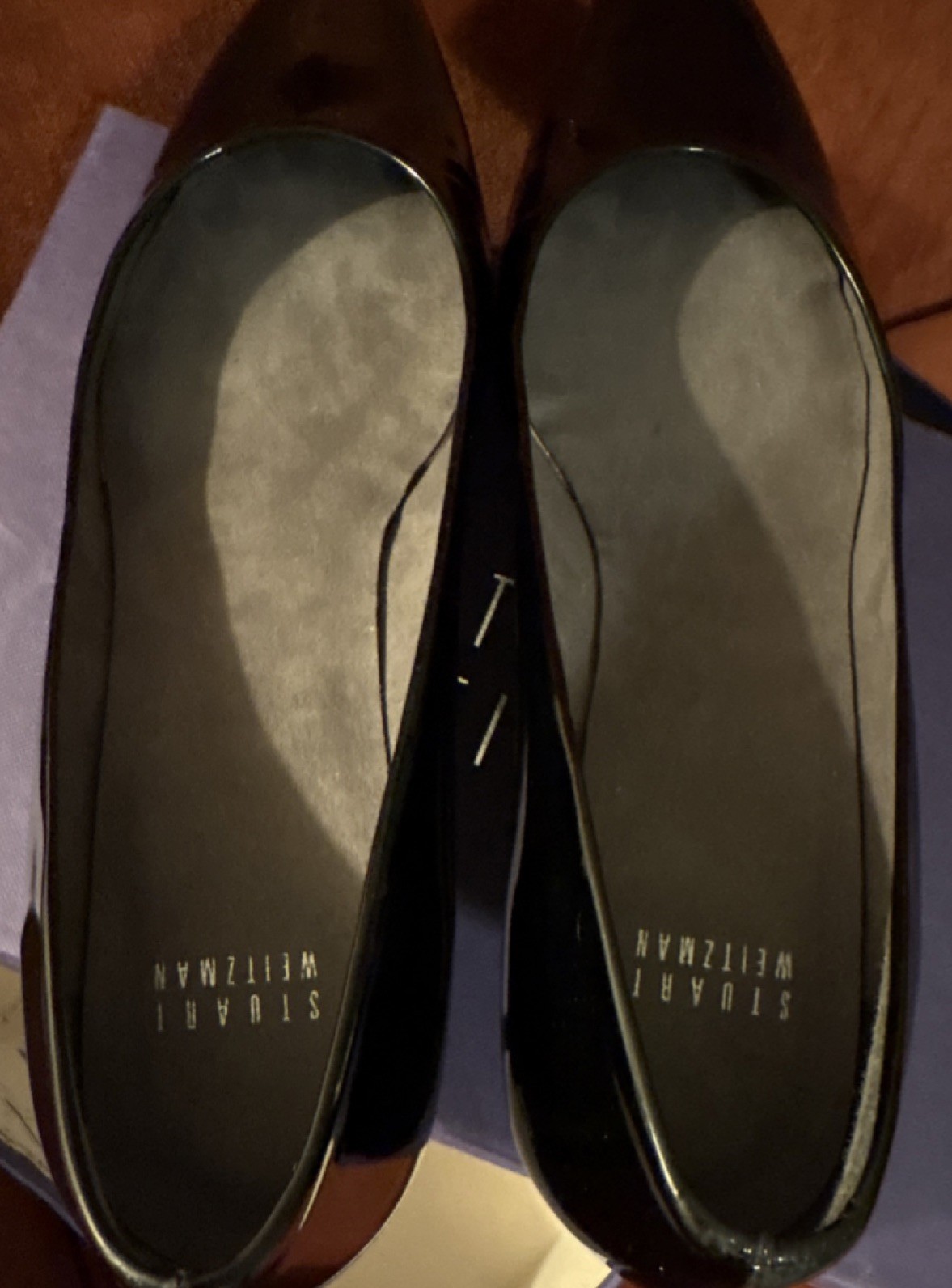Stuart Weitzman Black Patent Leather Solid Pointed Toe Slip On Pumps 9