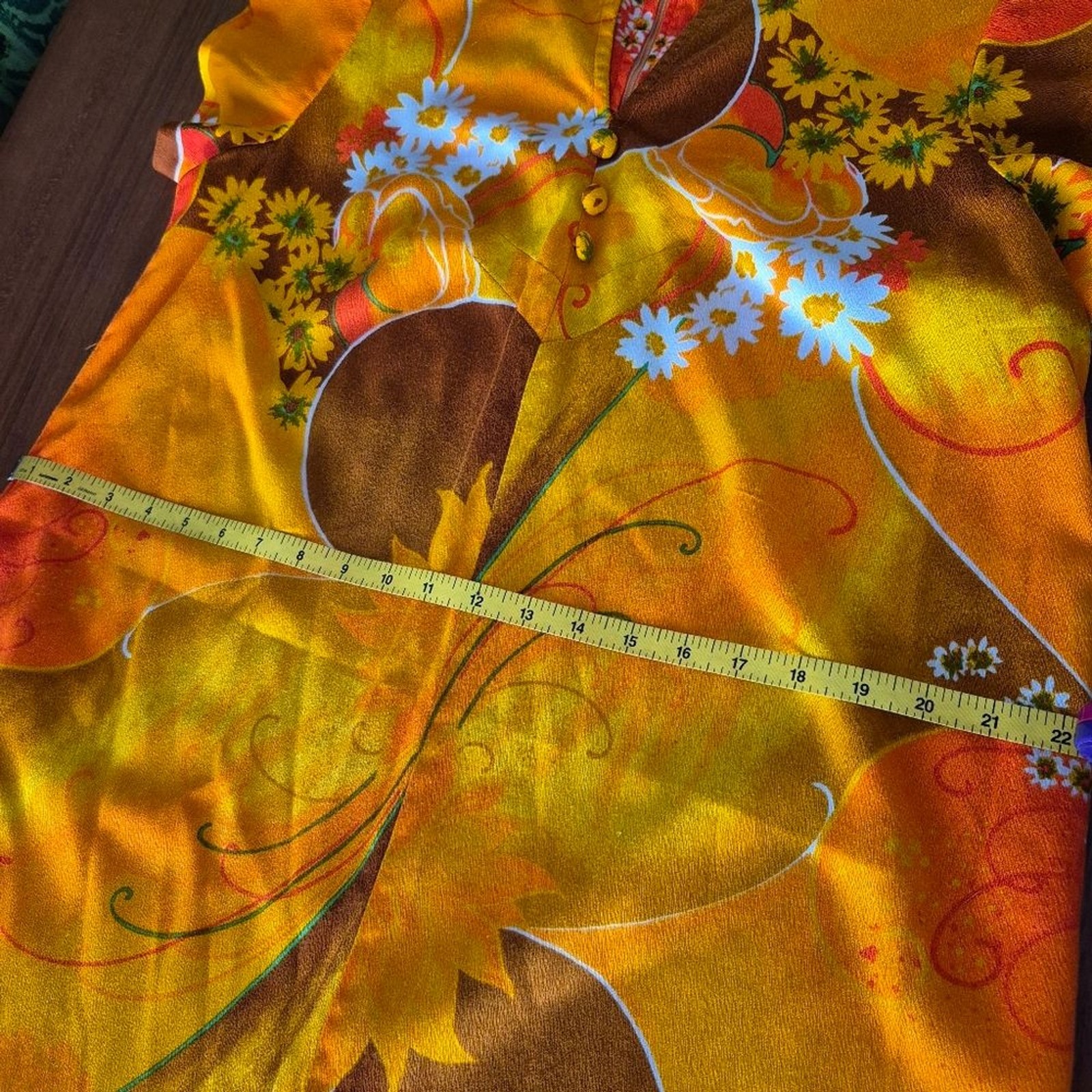 Vintage 60s Paradise Hawaii Orange Floral Shift Dress 12