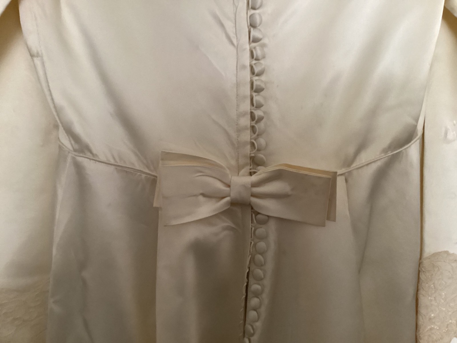 Vtg 60’s Satin Ivory Wedding Gown Dress Edythe Vincent Alfred Angelo Sz S