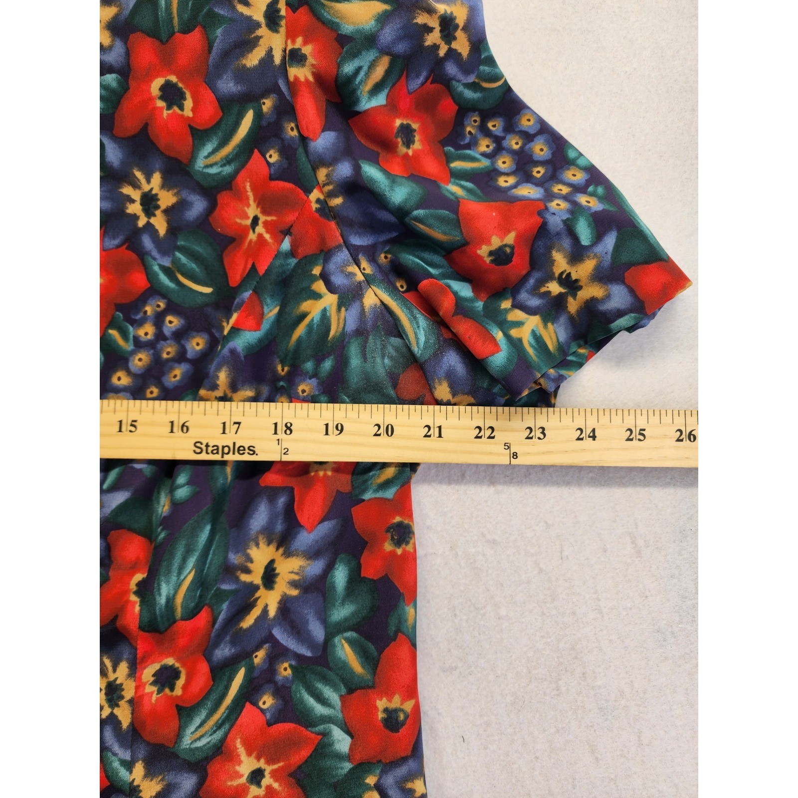 Leslie Fay Vintage Floral Pleated Skirt and Button Front Top Set 14/16WP