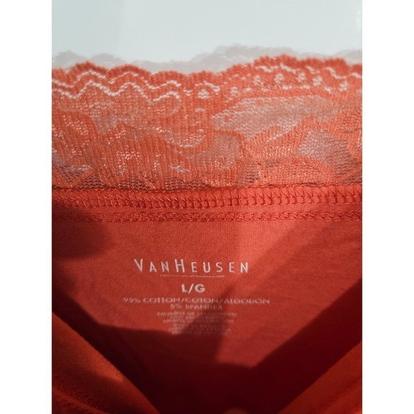 Van Heusen Coral Orange Lace Trim Camisole Top Adjustable Straps Women Large