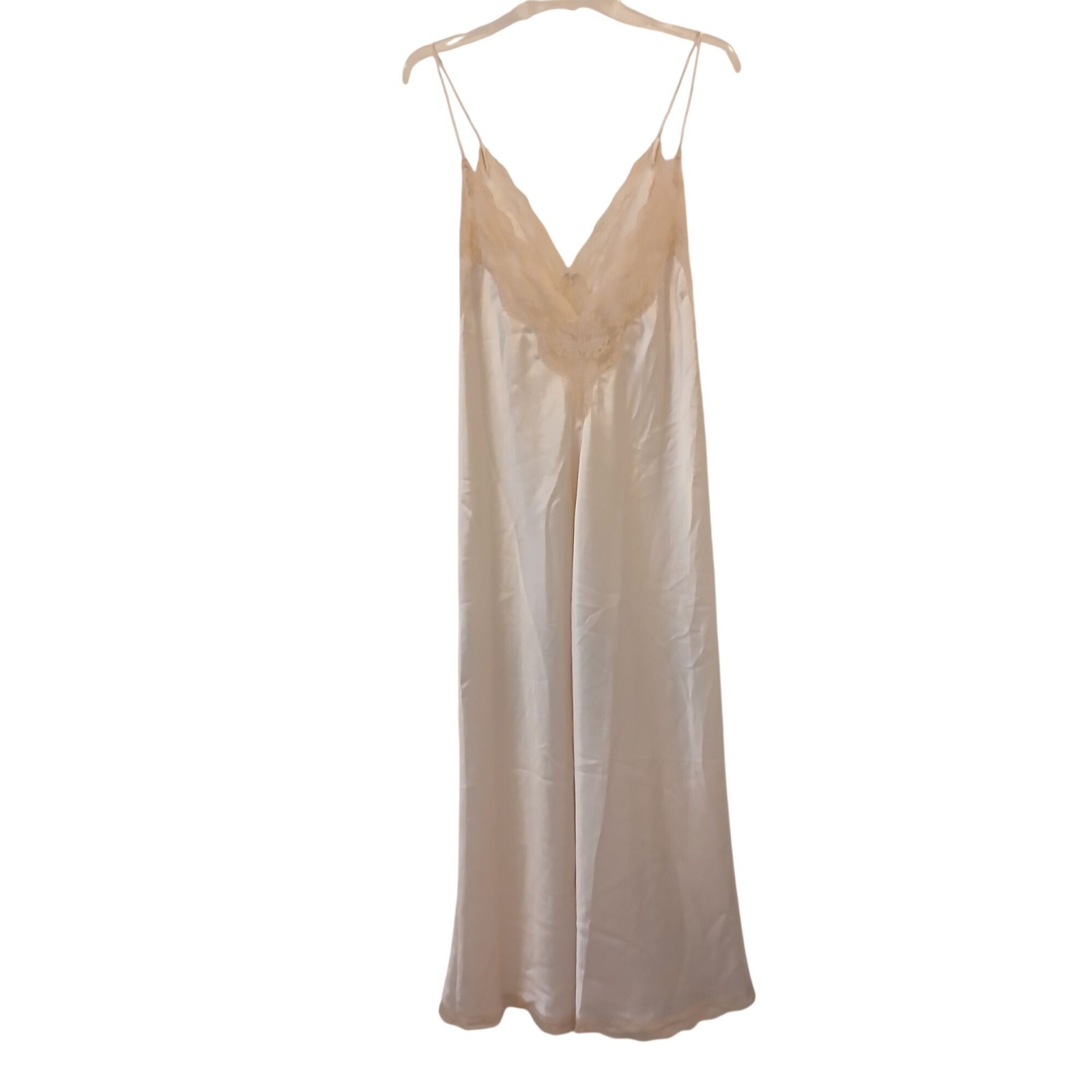 Vintage Linda Retro Satin & Lace Ivory Nightgown Medium M/M Sexy Romantic #D-50