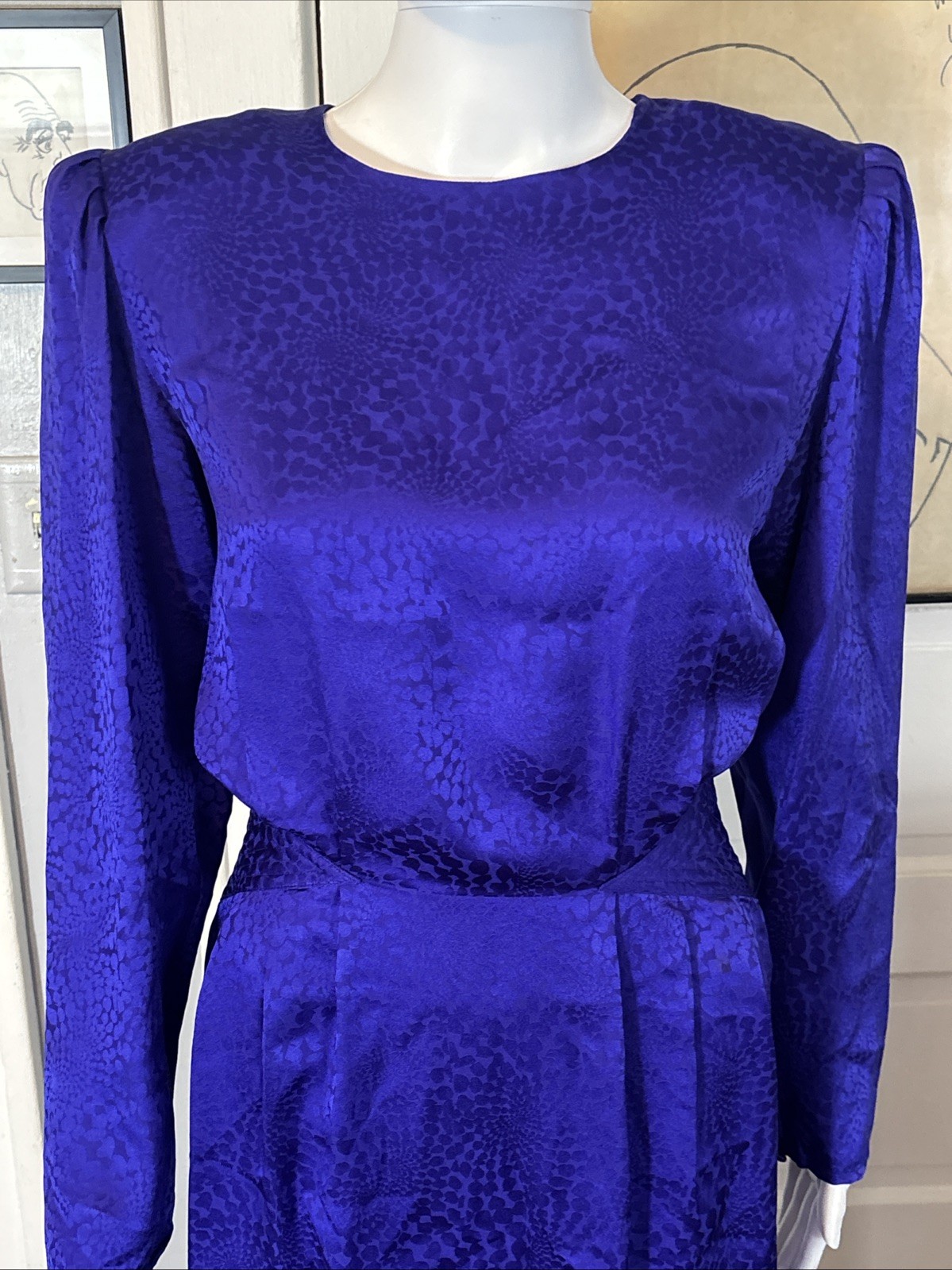 VTG 80s Cocktail Dress Purple 100% Pure Silk ARGENTI Size 6 Lightweight Retro VG