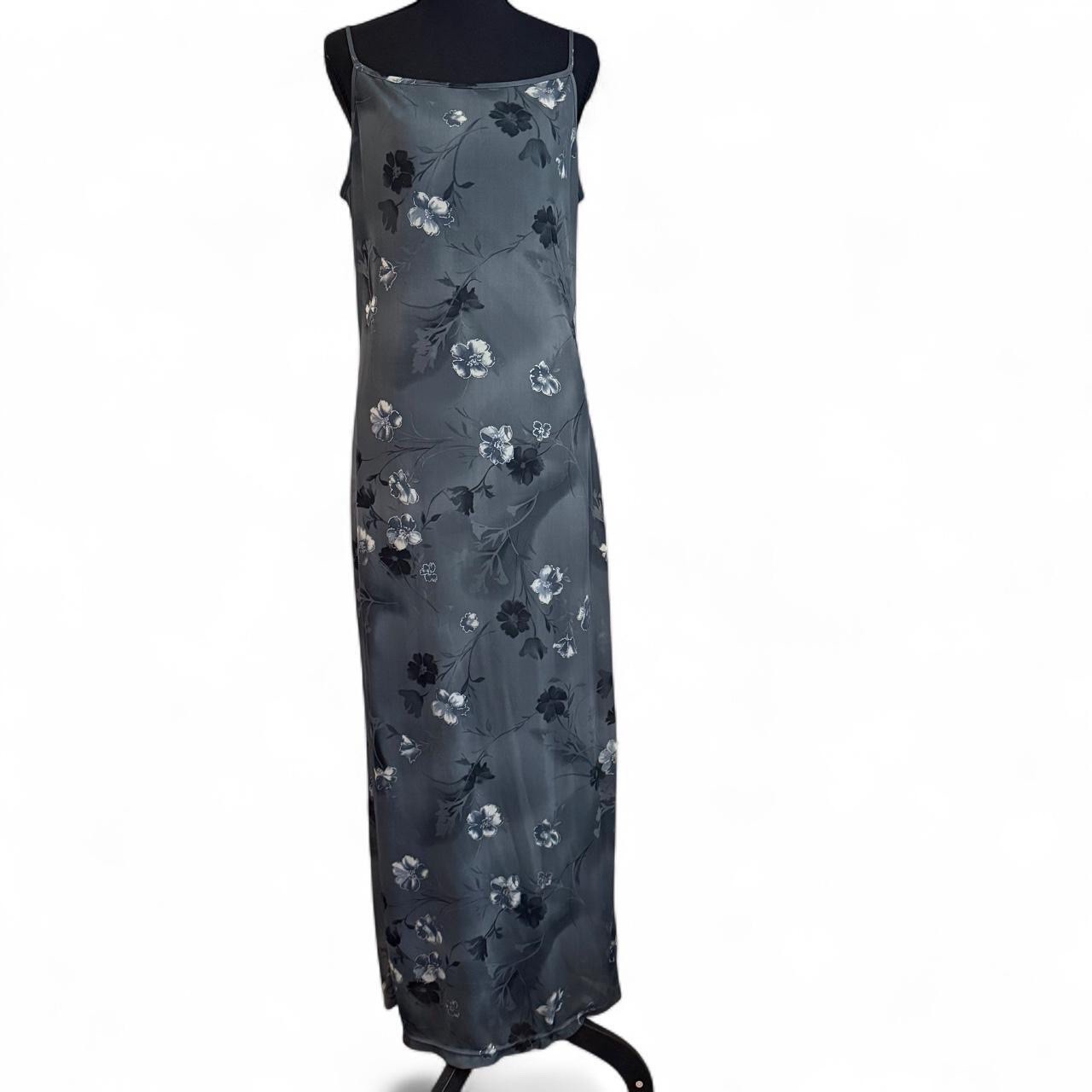 vintage gray 90s floral maxi dress Alyn Paige size 14