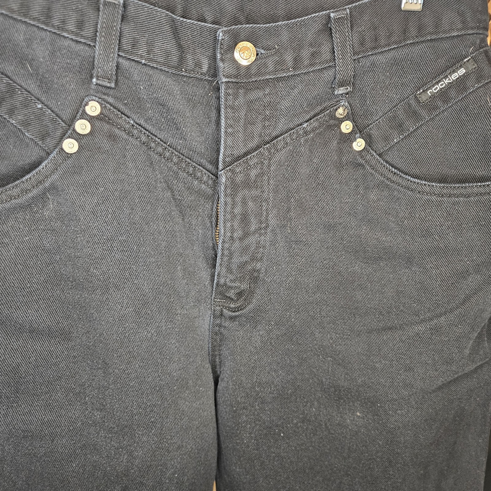 Womens Vtg 90s Black Bareback Rocky Mountain Jeans 30W/32L Rodeo Western Cowgirl
