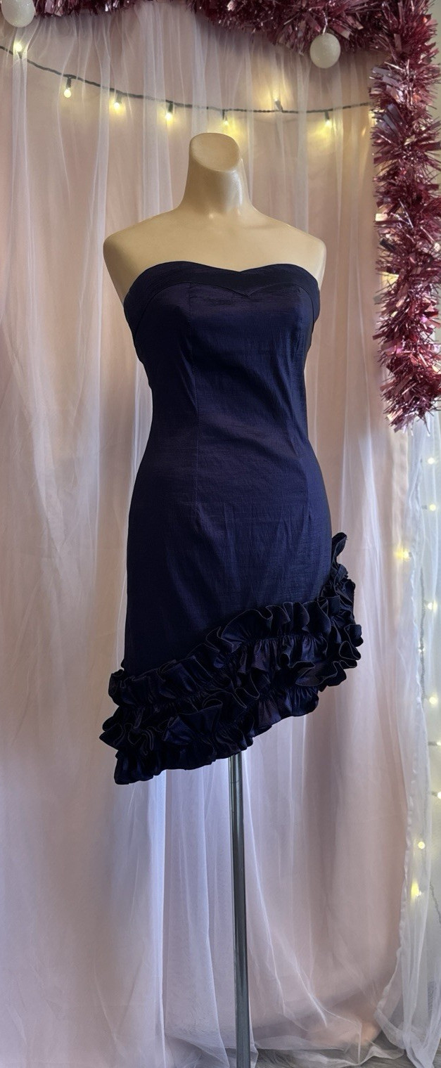 Vintage Y2K 2000s Strapless Mini Dress Purple Formal Homecoming Cocktail XS/S