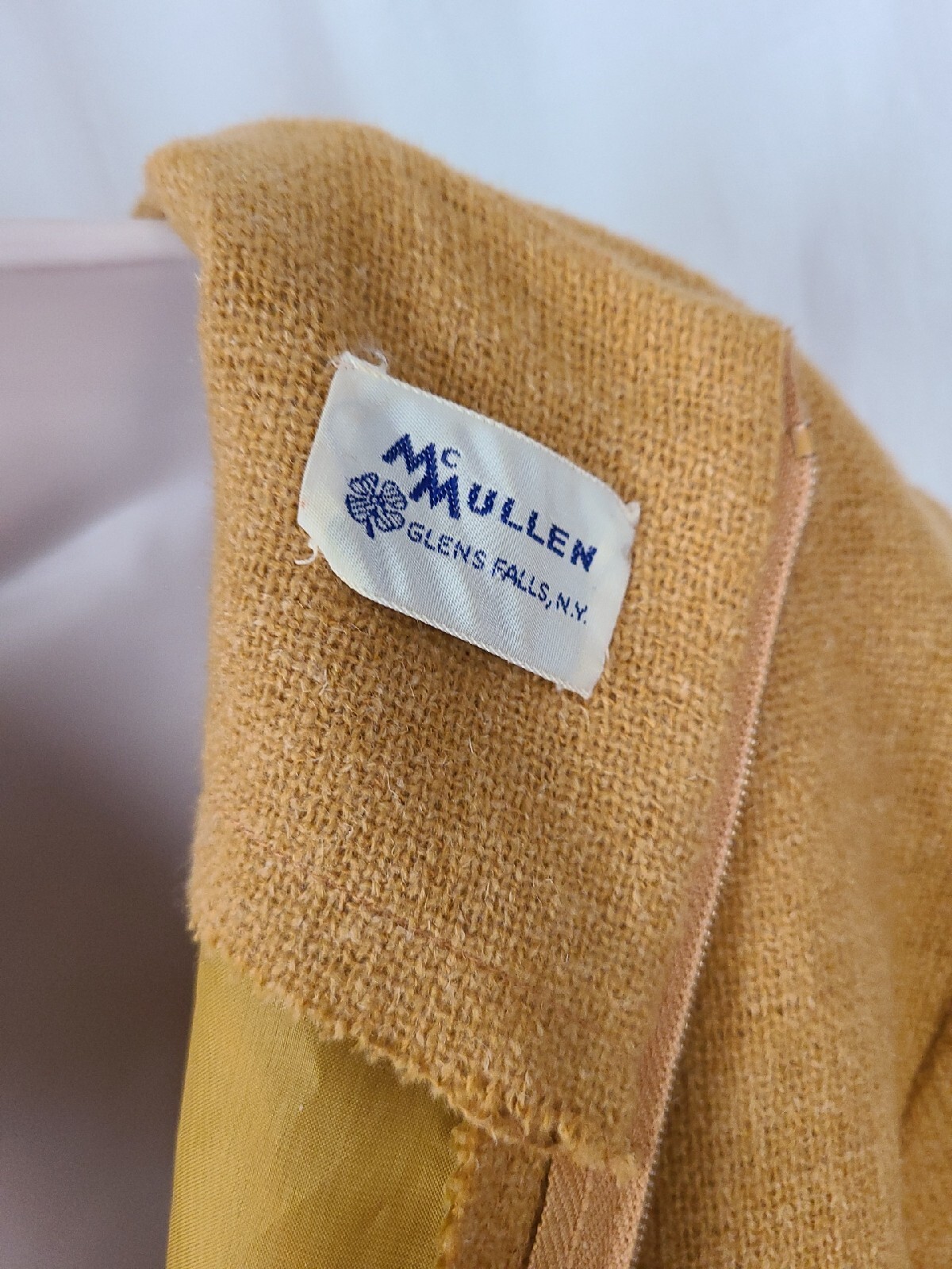 Vintage 1950’s McMullen of Glens Falls NY Gold Wool Dress Womans Size 12