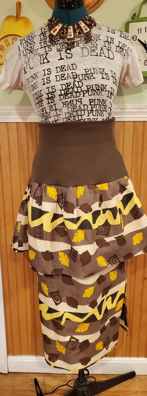 Vtg ANNE MARIE BERETTA 89 Paris rnway couture linen peplum skirt abstract print