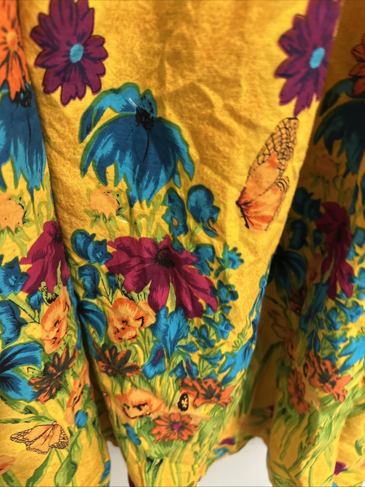 Vintage Y2K Only Necessities Women’s House Dress Yellow Butterfly Print 2X 26/28