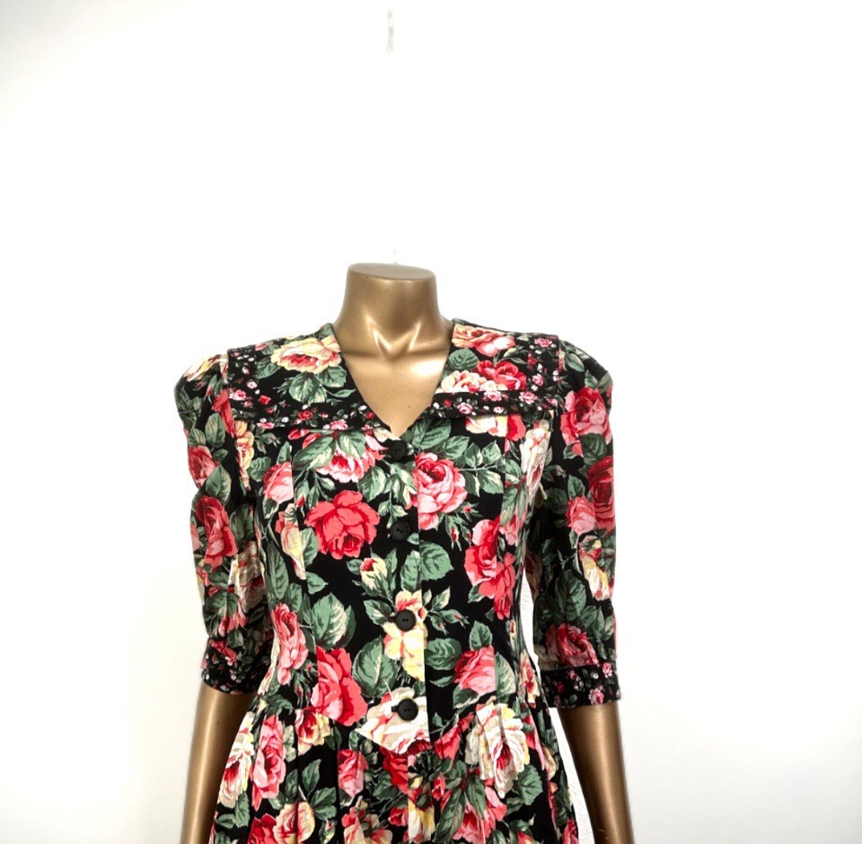 Vintage 80s 90s Floral Jumpsuit Romper Cottagecore Garden Party Boho Size XS-S