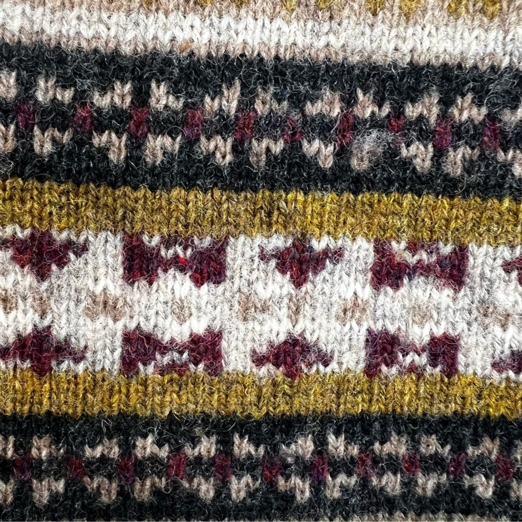 Vintage 80s 90s pure wool grey tan fair isle button front grandpa sweater vest M