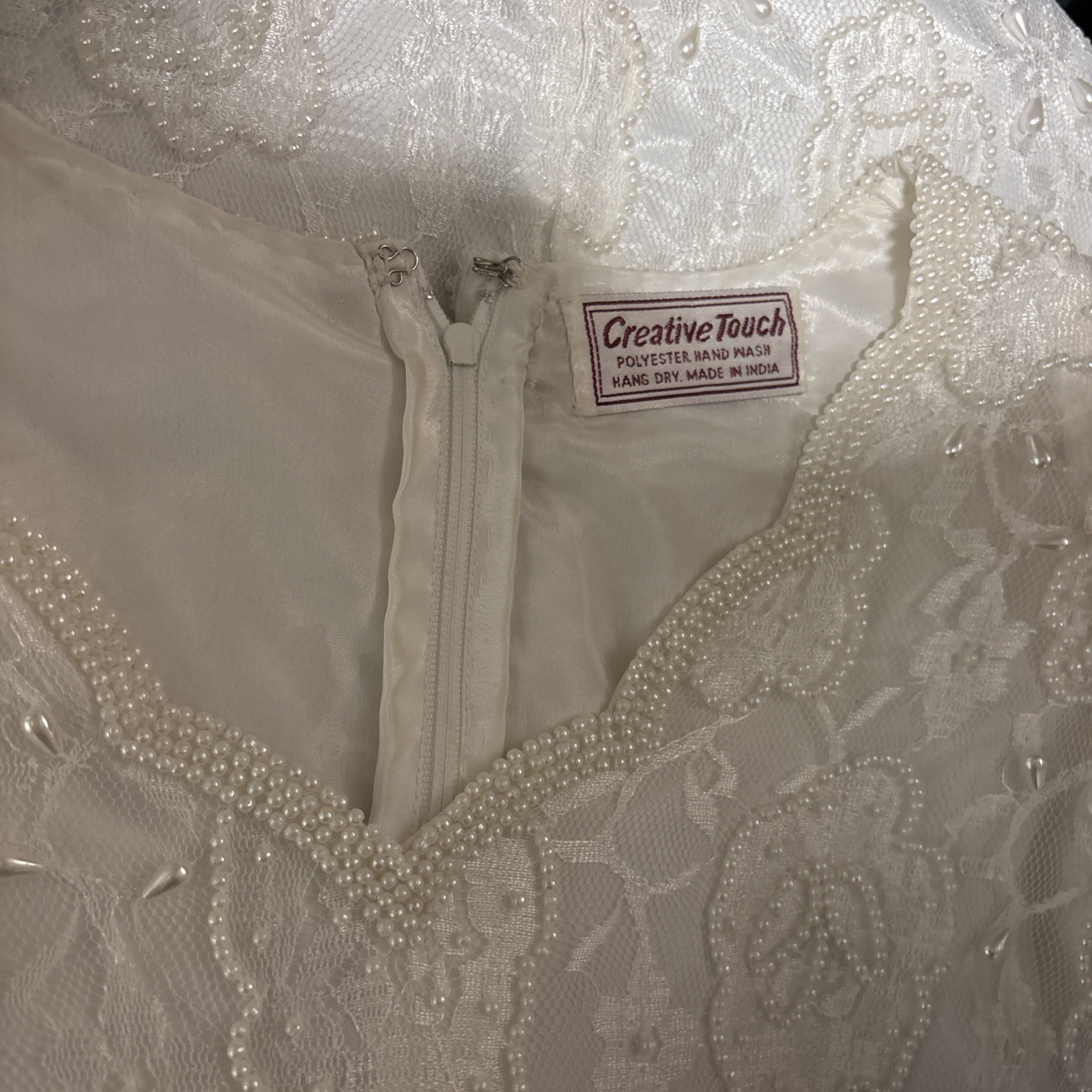 VINTAGE Creative Touch Sequined & Beaded Ivory Women’s Top – L