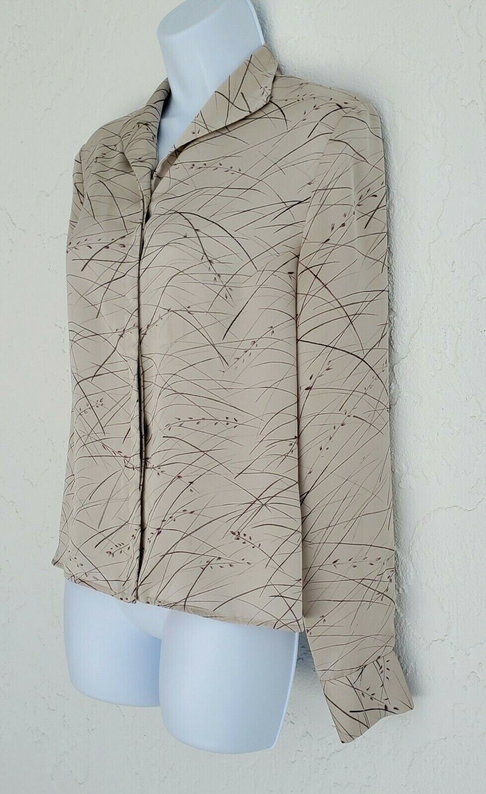 Vintage Women’s JONES WEAR 1980’s Abstract Brown Button Down Career Blouse SZ 10