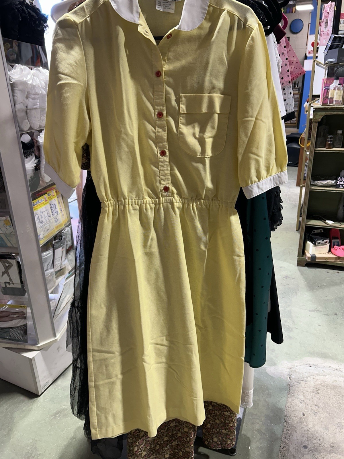 Vintage Kenny Classics Yellow Waitress Style Dress Size 12 All Original Buttons