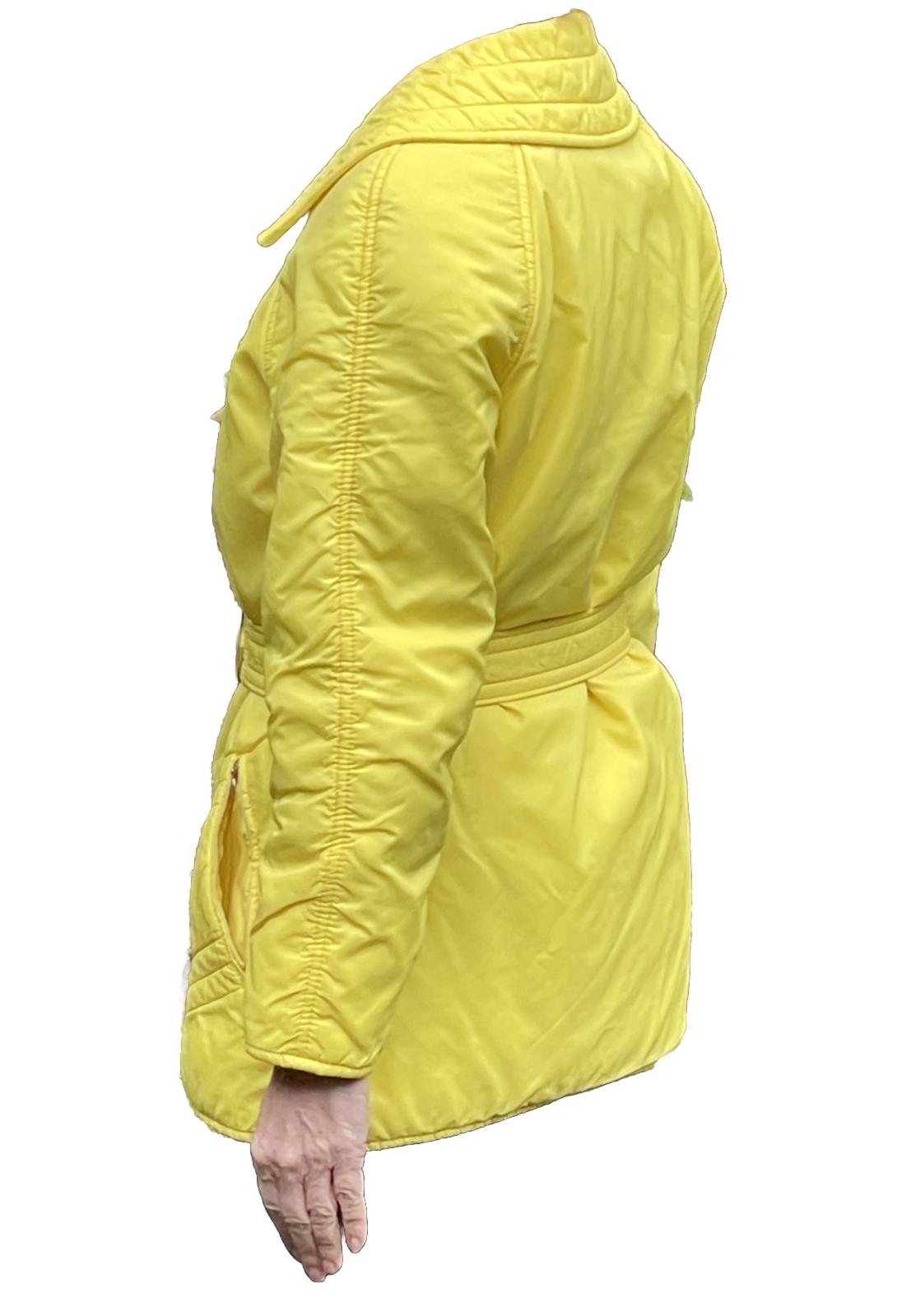 Vintage Roffe Belted Ski Jacket Coat Women’s Medium Small Bright Yellow Hip Mod