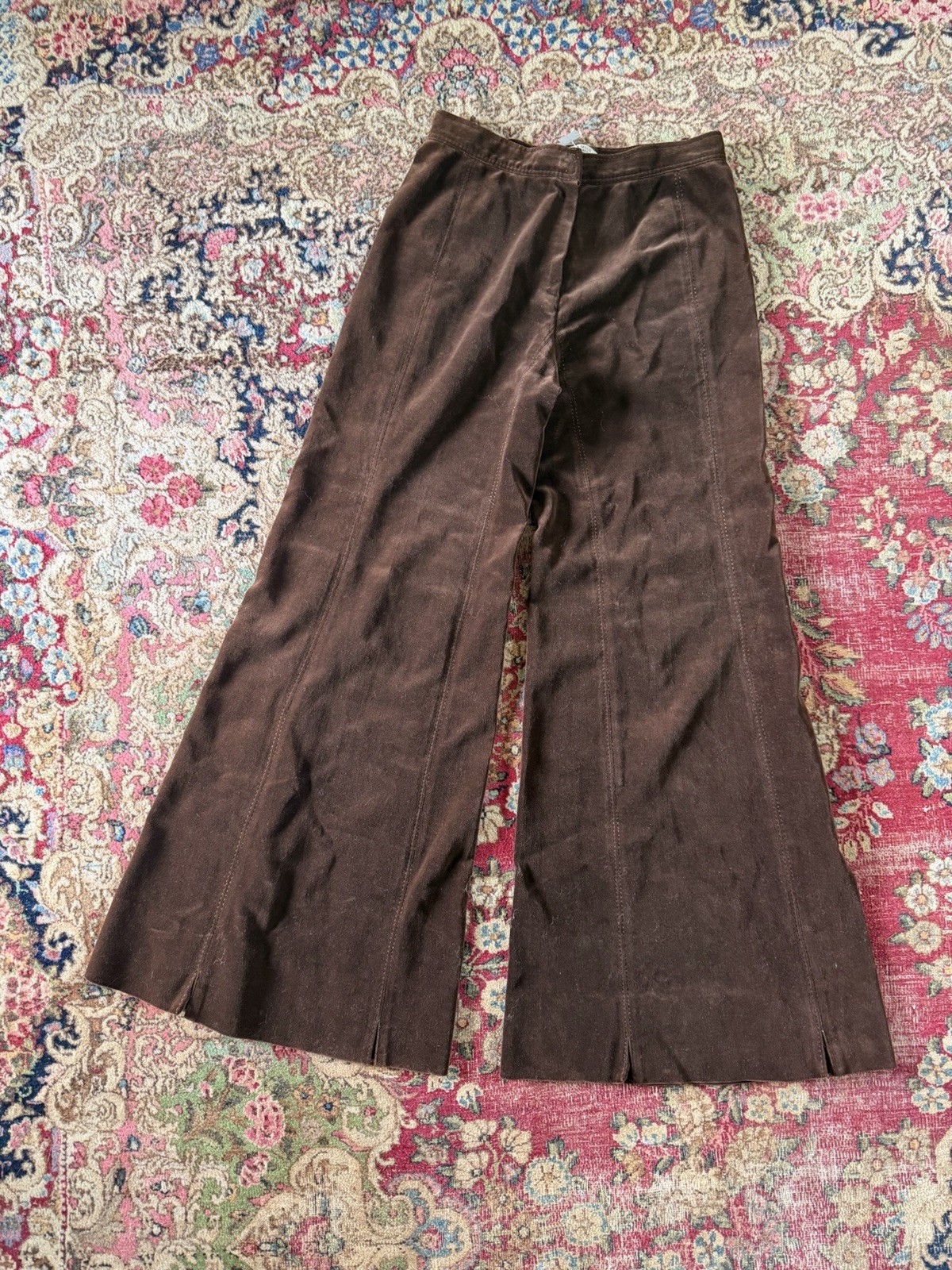 Vintage 1970’s La Parisienne La Piazza Chocolate Brown Velvet Bell Bottom XS