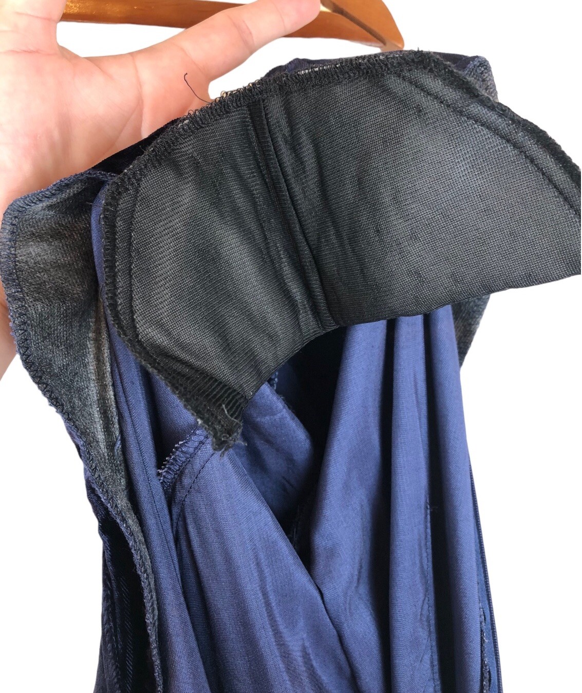 Size 8 Sharon Young Women’s Maxi Dress Navy Blue Crushed Velvet 90s
