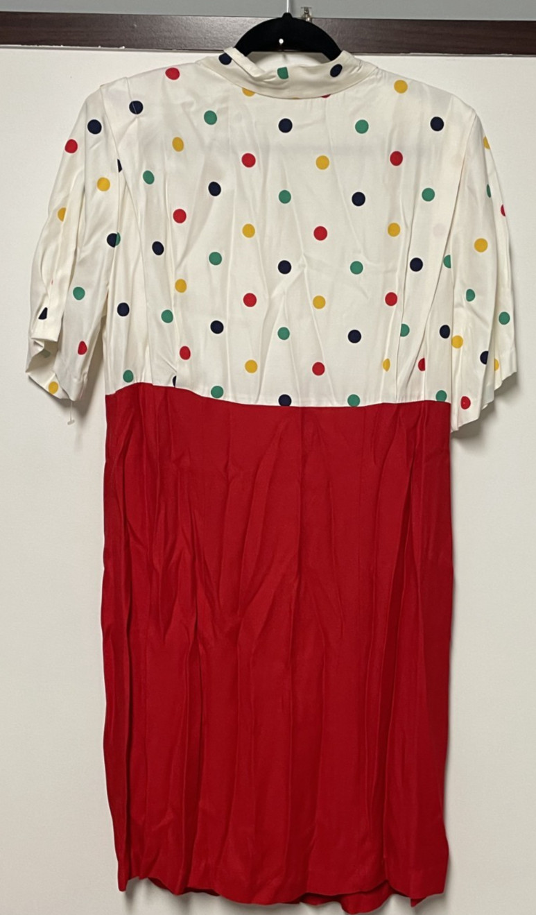 RARE Vintage Katy D Kathryn Deene Polka Dot Dress Size 16 NWT 1980s Shoulder Pad