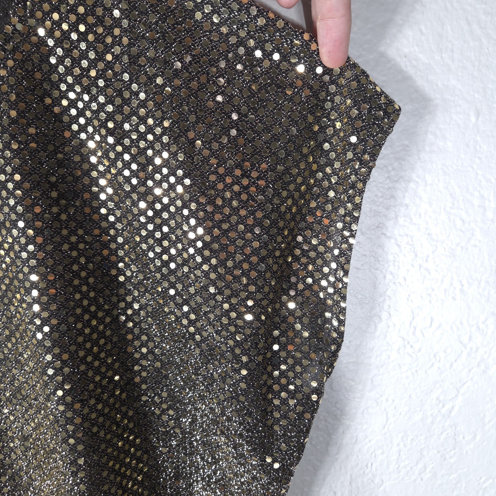 Vintage Joanna Sequin Sparkle Golden Top USA Size L Dolman Sleeves