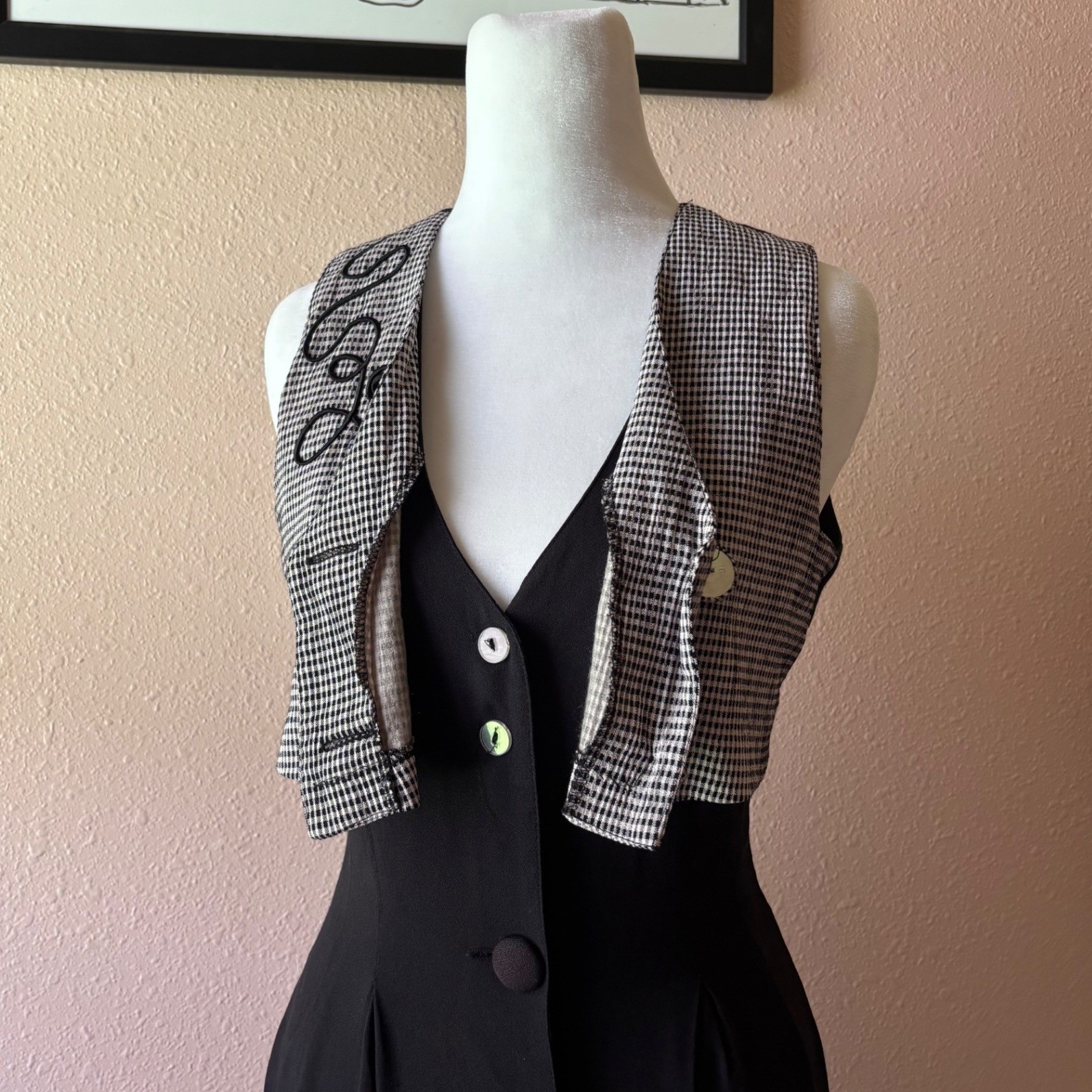 Vintage 80s / 90s Gingham Miss Honey Teachercore Maxi Dress