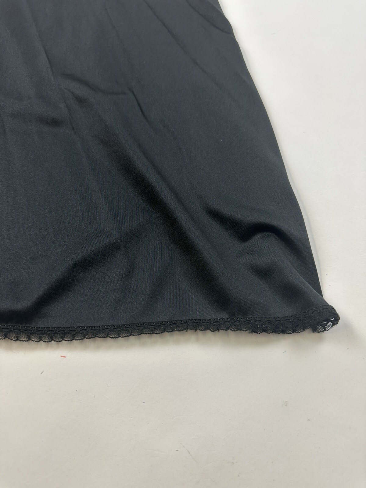 Vintage Greenco maid Full Slip Size 36 Black Lace Trim Made In USA