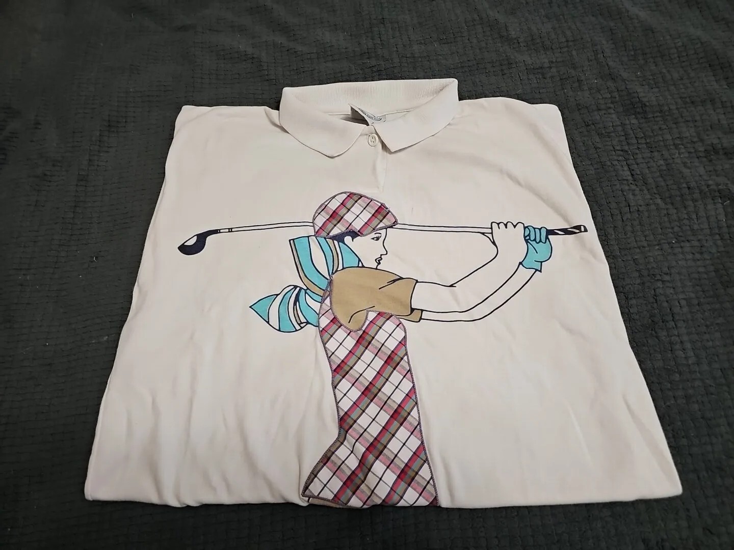 Elaine Benedict Vintage Stylish Woman Golfer Polo Top SZ Small Made in USA