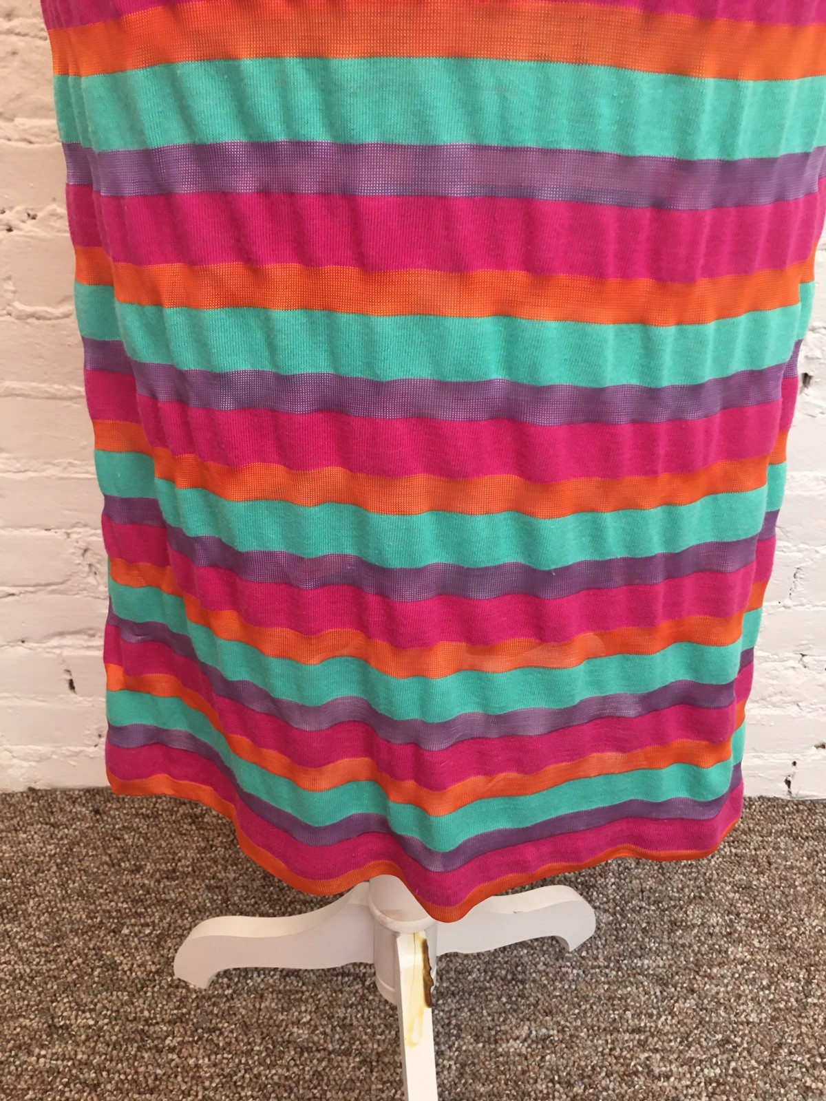 Joseph Magnin vtg 70s striped knit dress open back bodycon size Xs