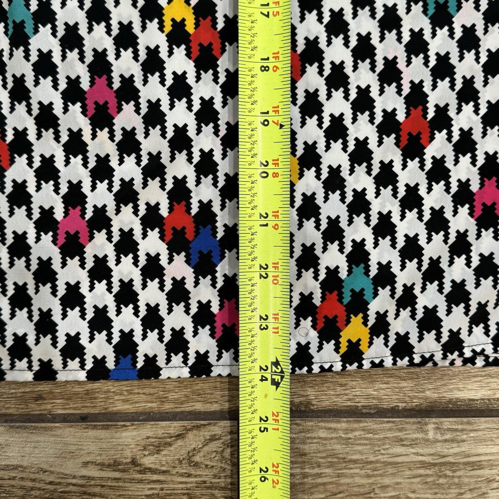 Vintage Houndstooth Colorful Blouse Shirt Top Penbrooke Lane 80’s Keyhole Large