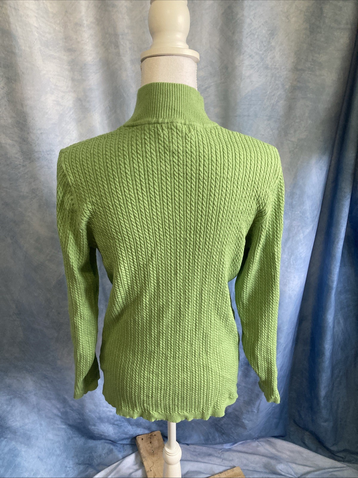 Vtg Y2K Charter Club Women’s 2X Ribbed Turtleneck Sweater Green Rayon Nylon GUC