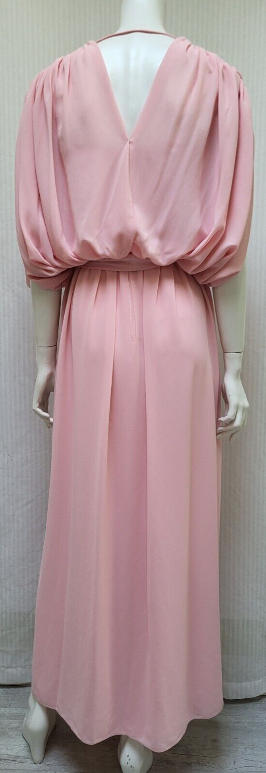 Vintage KAY KIPPS Pink Crepe Chiffon Draped Goddess Gown Dress – Size S – EUC