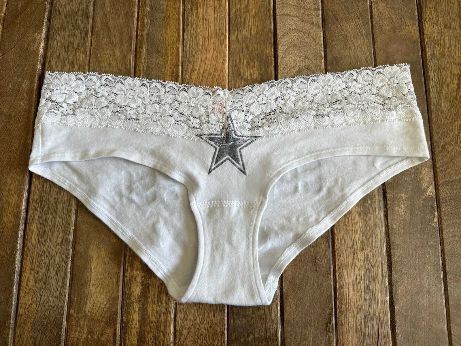 Vtg Victoria’s Secret Pink S “Let’s Go Cowboys” Bikini Panties Panty W Lace Trim