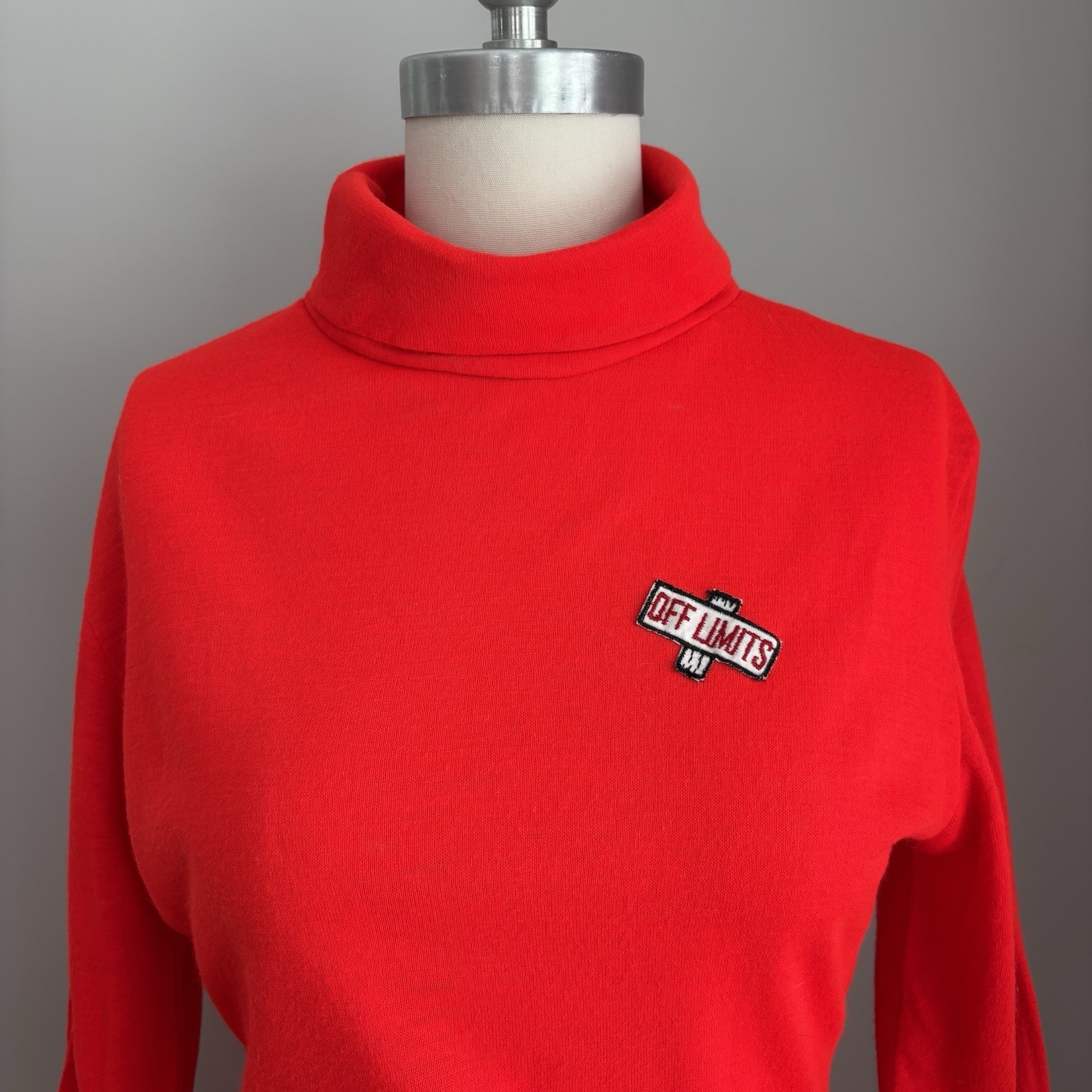 Mod Vintage 1960’s Red “Off Limits” Patch Bodysuit Top & Mini Skirt Set S/M
