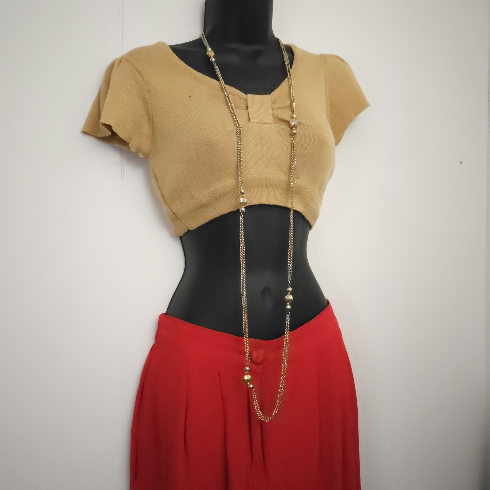 Vtg Red Flowy Shorts Rayon USA Sm/Med Pleated 1980s Fairy Glam Classic Stretch