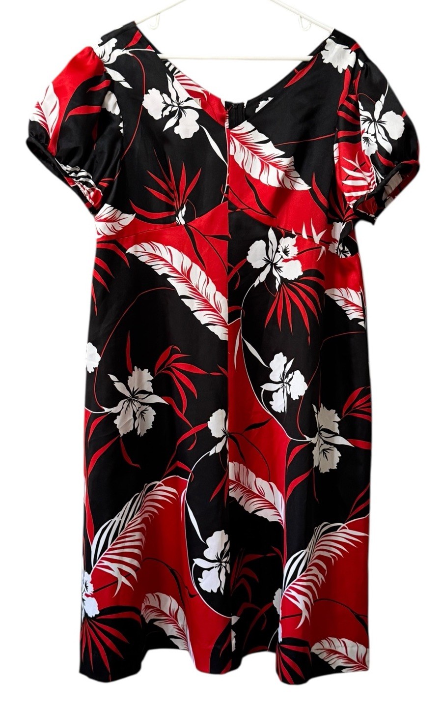 Hukilau Fashions Dress Sz 20 Red Floral Hawaiian Tropical Beach Red Black VTG