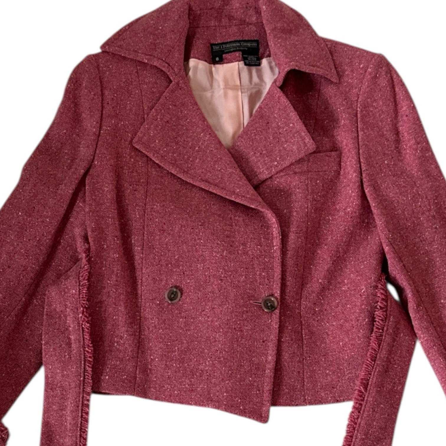 Vintage The J Peterman Company 100% Wool Pink Button Tie Y2K Jacket Women’s S
