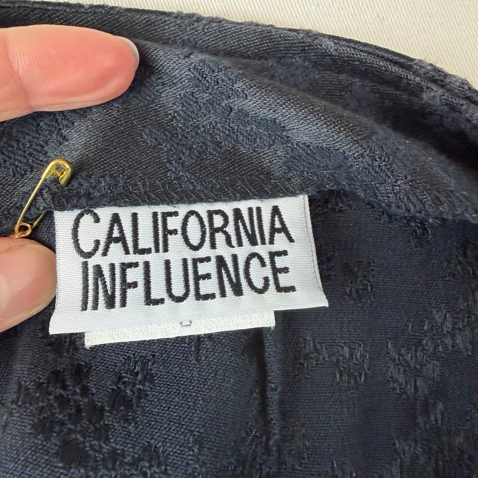 90’s Floral Jacquard Woven Stretch Skirt Slit Satin California Influence Black
