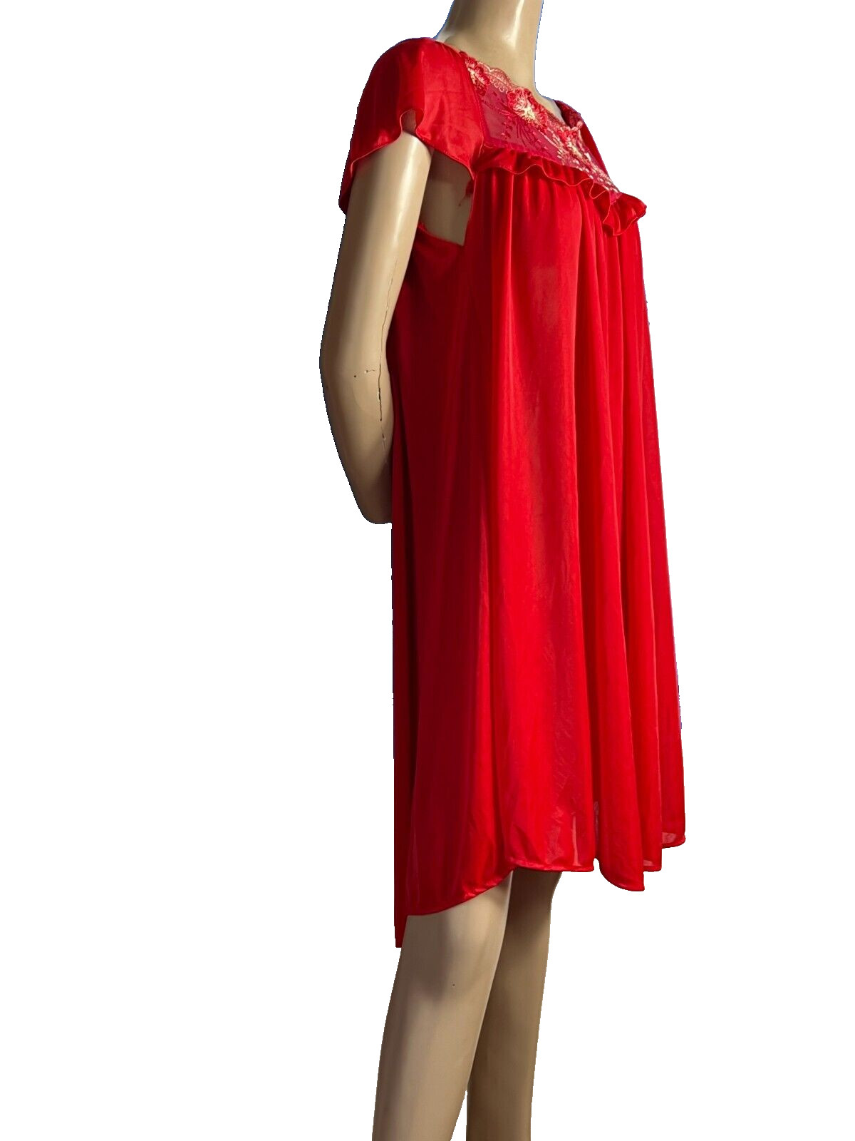 Lace Babydoll Chemise Red Nylon 50s Vintage Pin Up 42 44